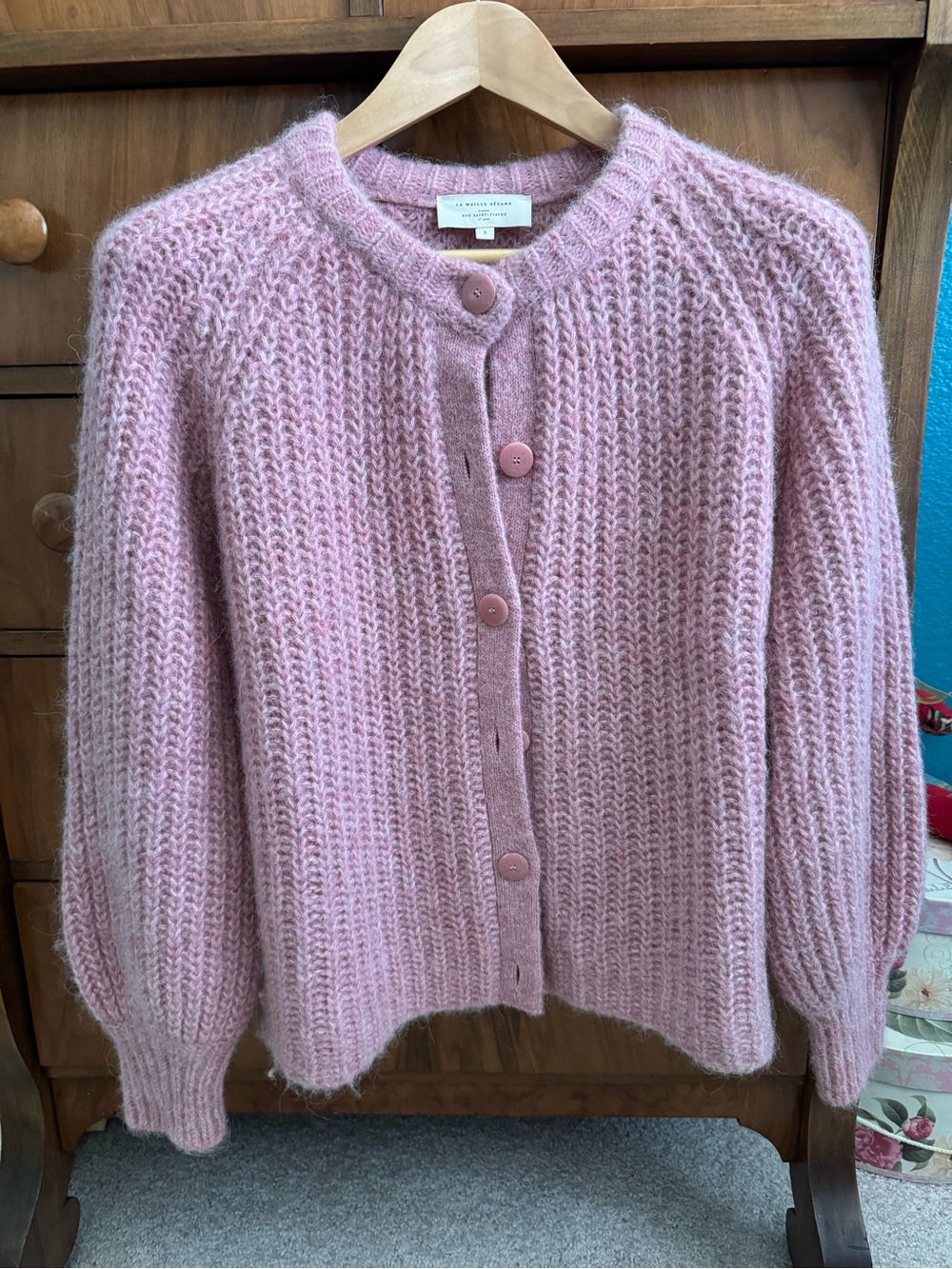 Sézane Emile Pink Cardigan